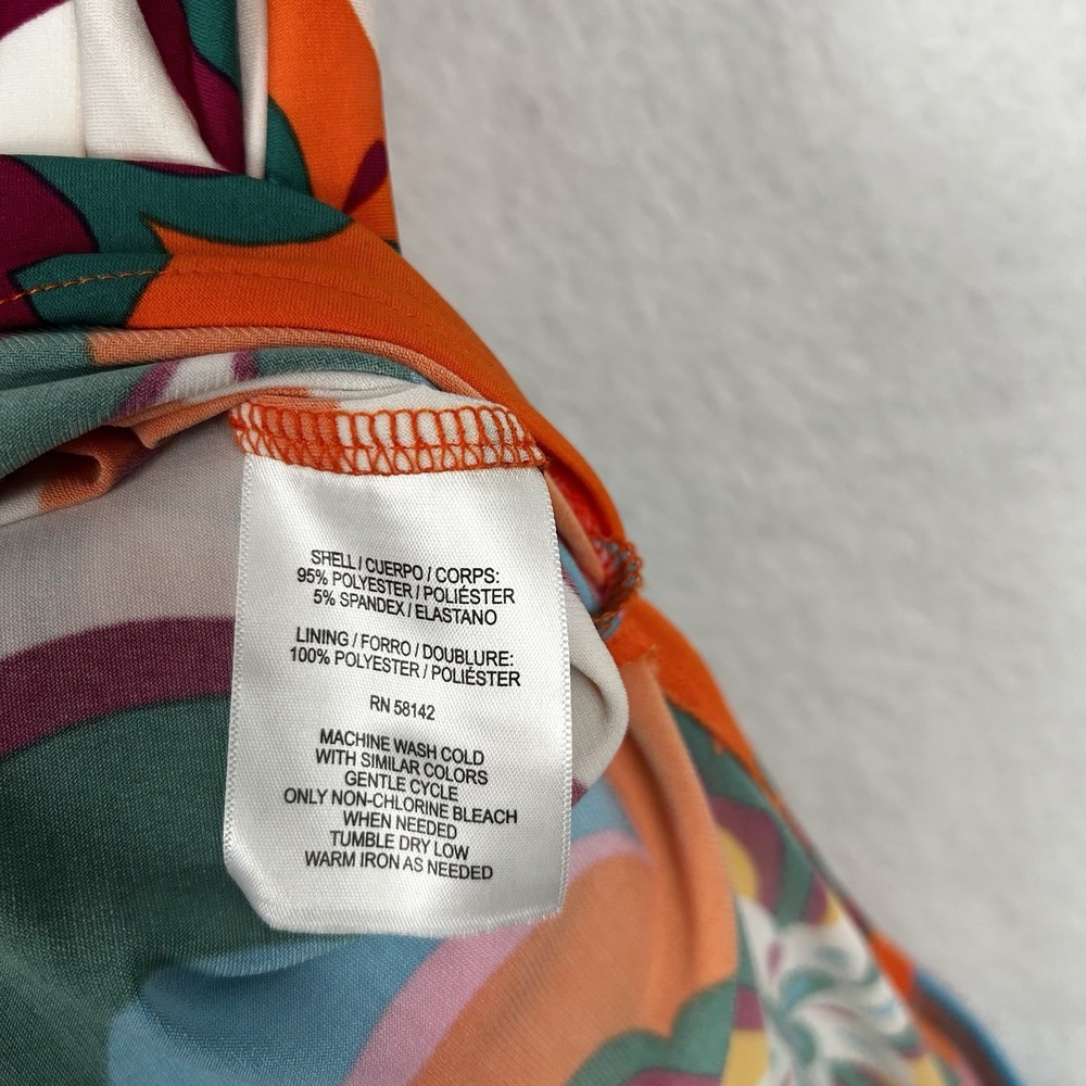 NEW Clover and Sloane Retro Halter Maxi Dress Colorful US Sz 8 70s V Neck Slit - Picture 11 of 11